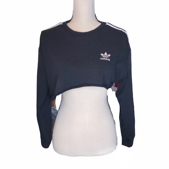 adidas Tops - Adidas 3 Stripe Logo Crop Sweatshirt